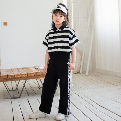 Striped Polo Tee and Pants Outfit