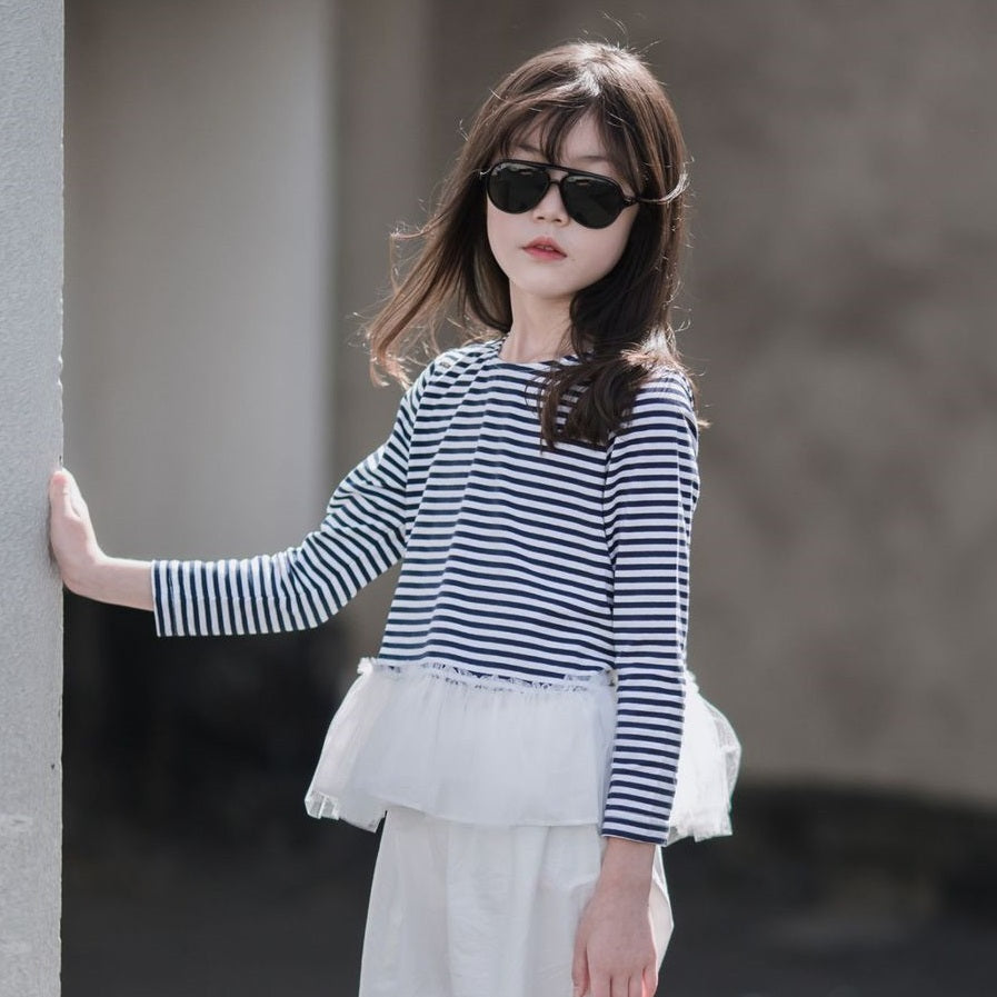 Girls' Striped Chic Top and Pants Two Pieces Set