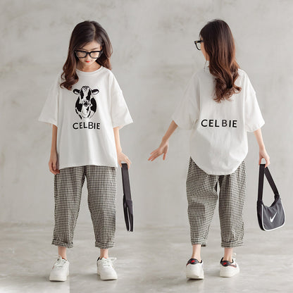 Chic Kid Girl's Loose Fit Pants and T-shirt – SUNJIMISE Kids Fashion