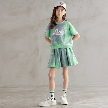 Korean Style Girls' Tie-dye Two Pieces Set – SUNJIMISE Kids Fashion