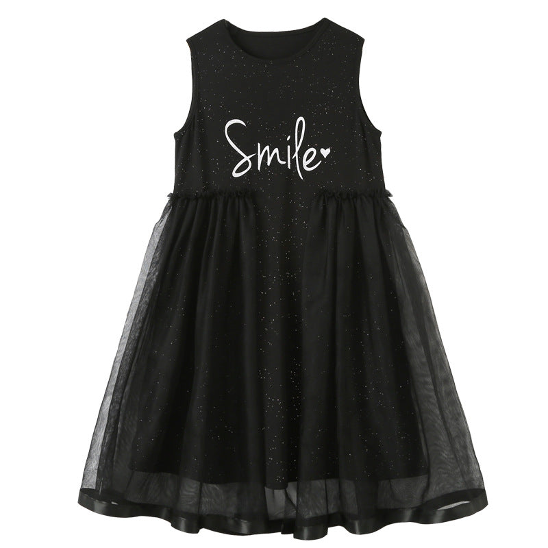 Black Puffy Tulle Sleeveless Dress