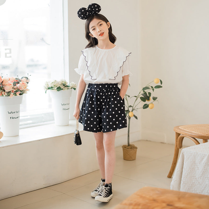 Girls' Polka Dot Top and Shorts Two Pieces Set