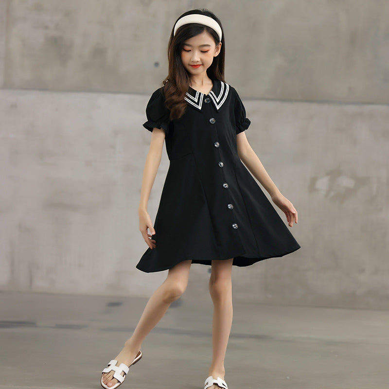 Preppy Style Black Princess Dress