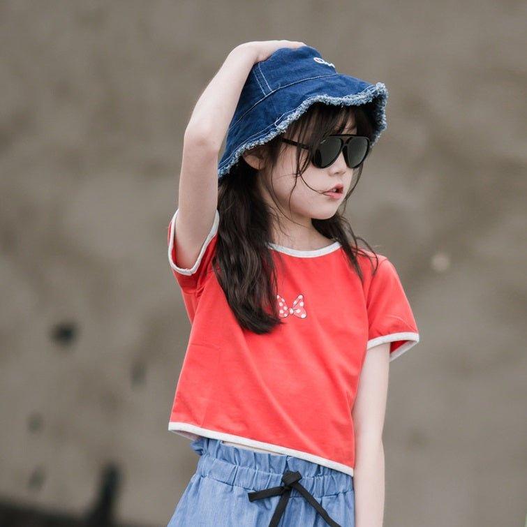 Girls' Casual Short Sleeve T-shirt and Plaid Pants – SUNJIMISE Kids Fashion