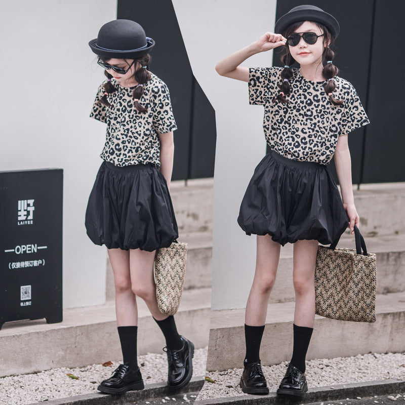 Girls' Leopard Print Top and Shorts