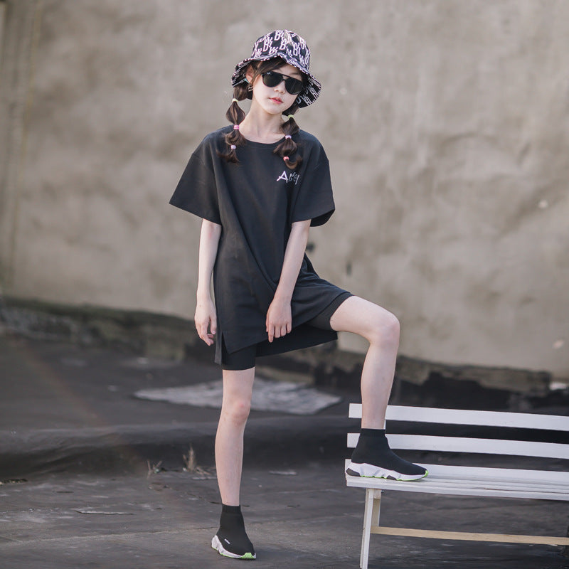 Korean Style Cotton T-Shirt Dress for Girls