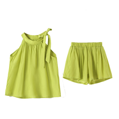 Girls' Chic Sleeveless Top and Shorts Two Pieces Set