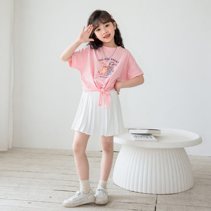 Chic T-shirt and Pleated Skirt Two Pieces Outfit Set – SUNJIMISE