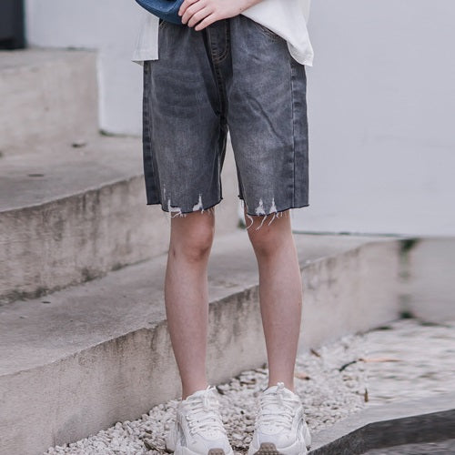 kid fashion gray denim shorts