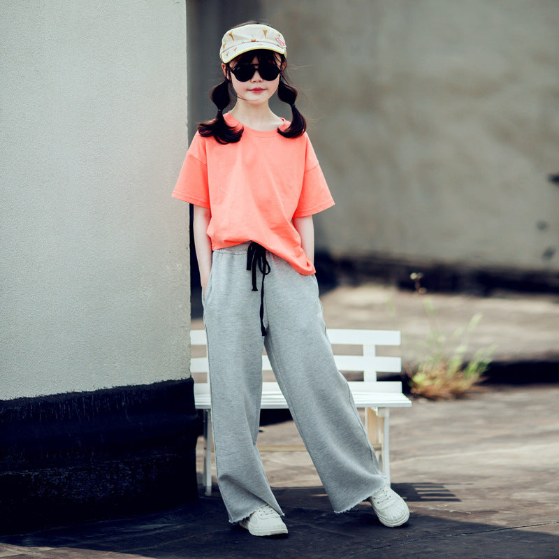 Korean Style Wide Leg Pants and T-shirt for Girls